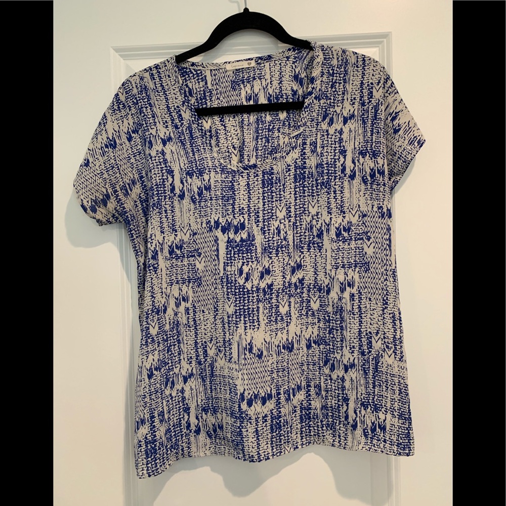 Blue and white dress blouse